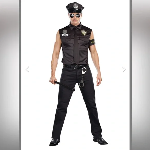Spirit Men's Police Costume in Black - Picture 1 of 1